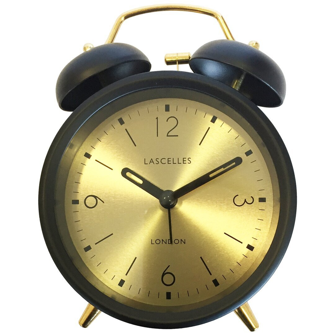 Analog Metal Quartz Alarm Tabletop Clock in Black