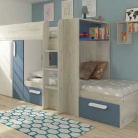 Suri European Single (90 x 200cm) 2 Drawer High Sleeper Bunk Bed with Bookcase