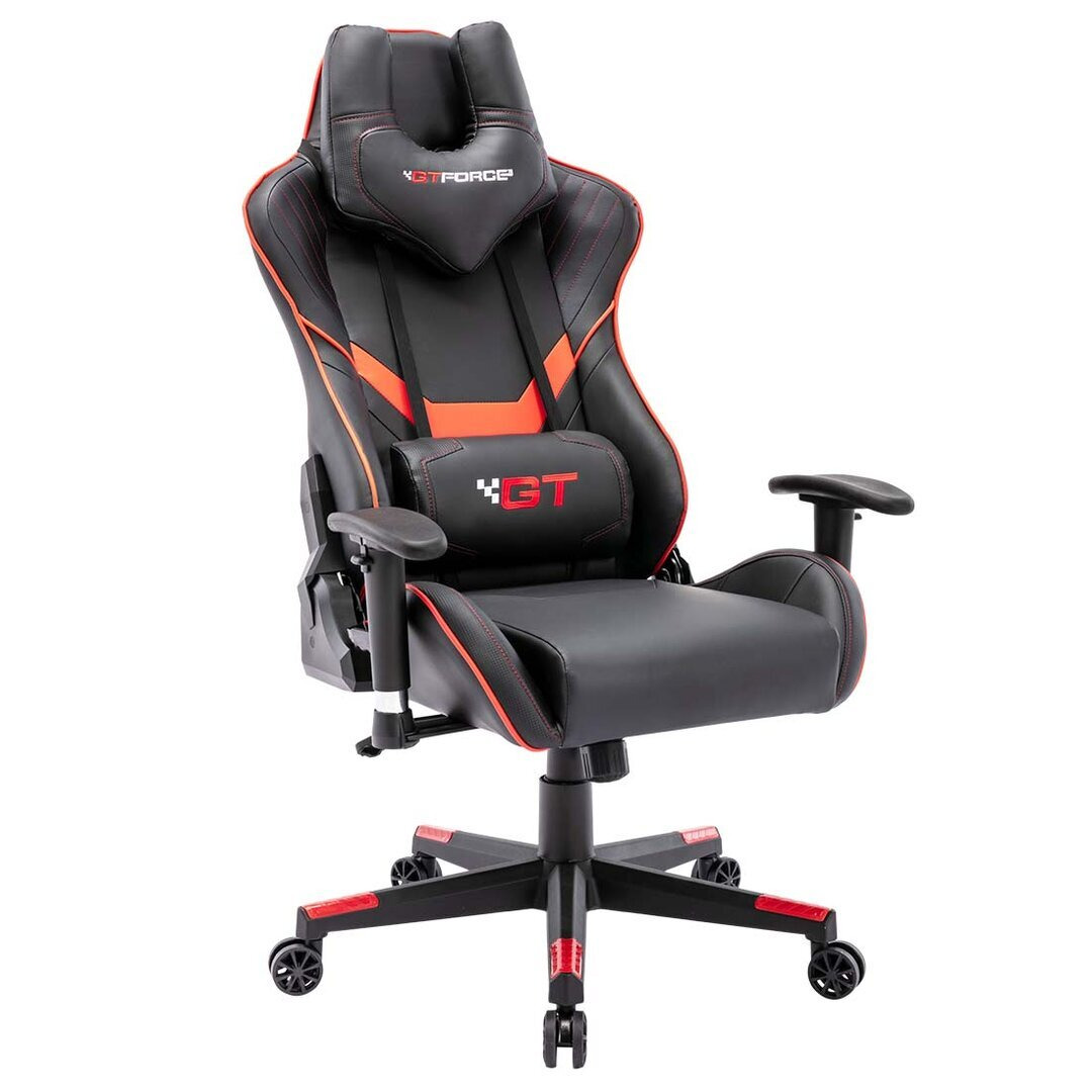 GTFORCE Pro V8 Racing Reclining Swivel Office Gaming Computer PC Leather Chair Red