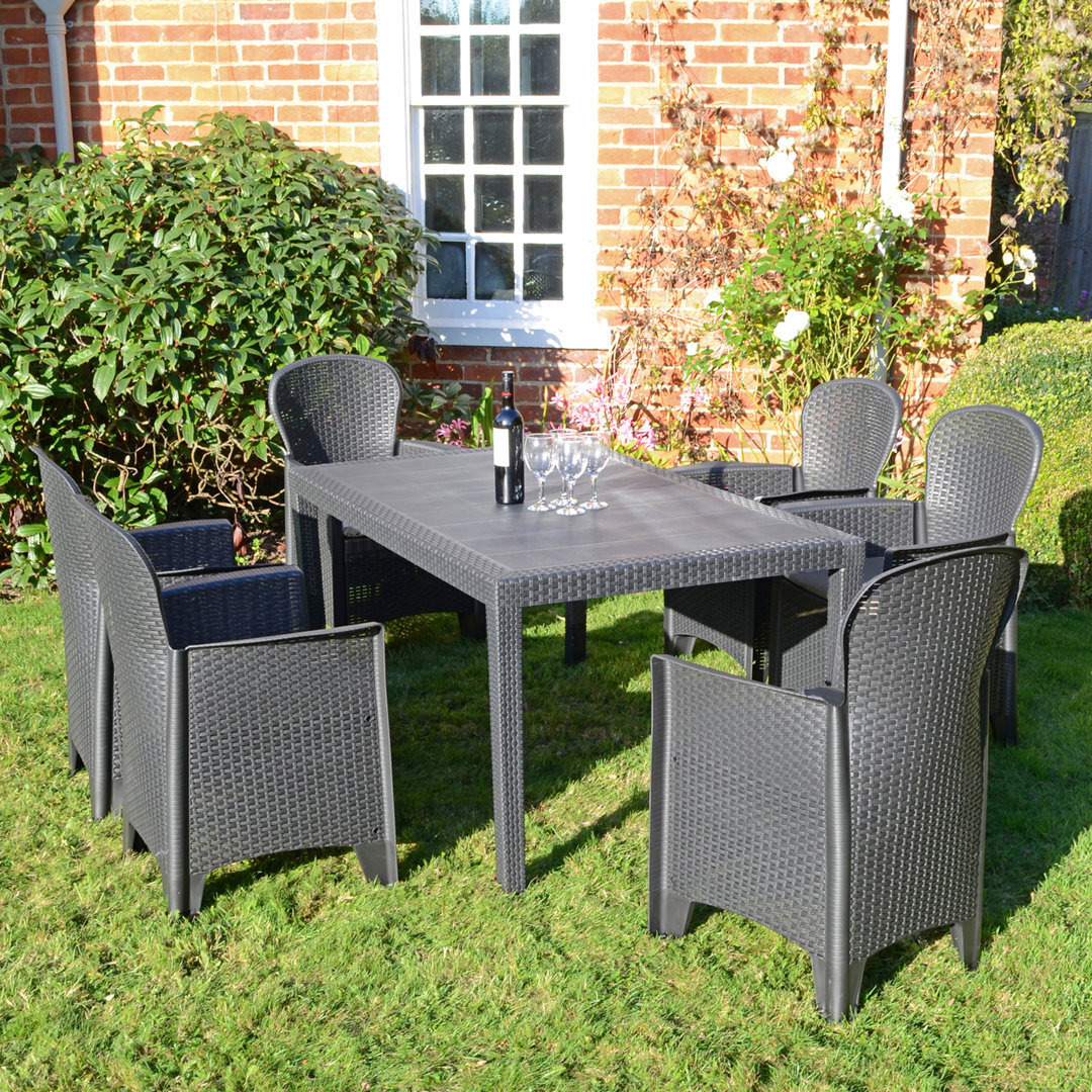 Schaffa Rectangular Table with 6  Chairs Garden Set