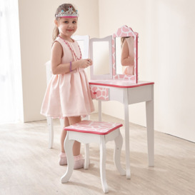 Teamson Kids - Fashion Prints Kids Dressing Table Set with Mirror