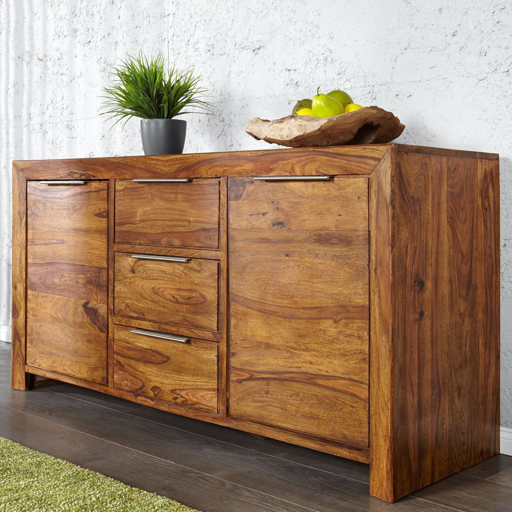 Satna 135cm Wide 3 Drawer Sheesham Solid Wood Sideboard