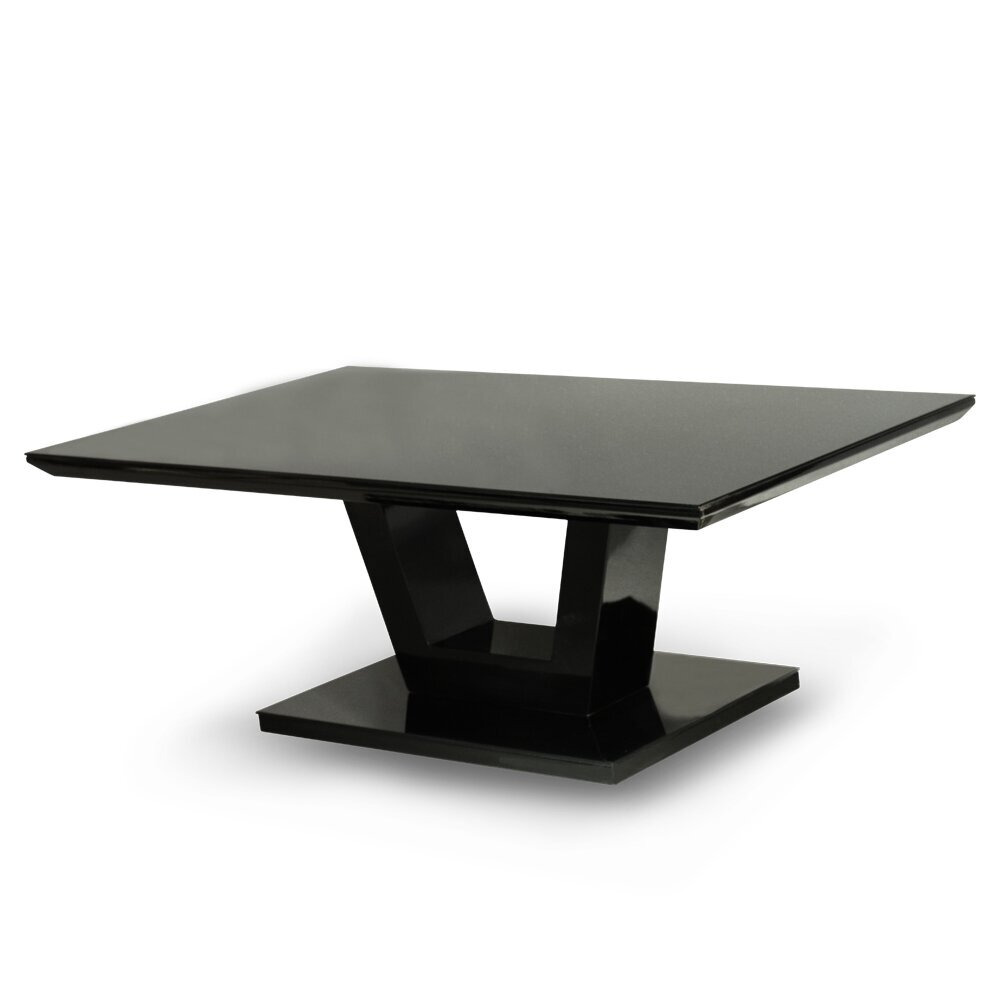 Black High Gloss Coffee Table With Tempered Glass Top And Base