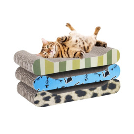 3 Piece Patterned Cat Scratching Board Lounger Set