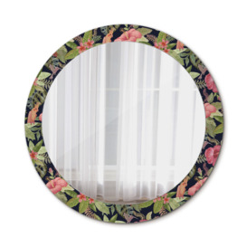 Huldar Round Glass Framed Wall Mounted Accent Mirror in Green/Pink/Black