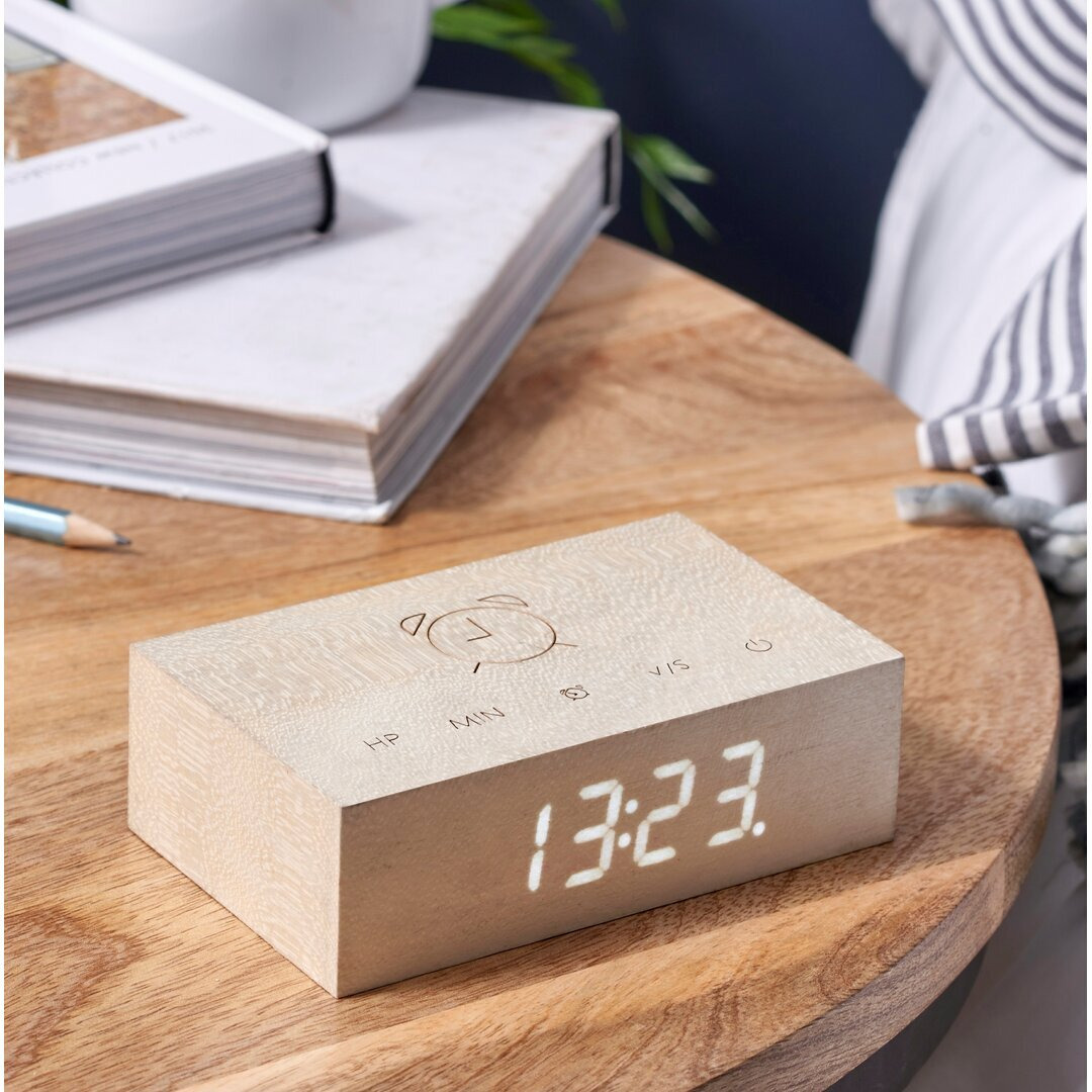 Modern Sleek Digital Wood Electric Alarm Tabletop Clock