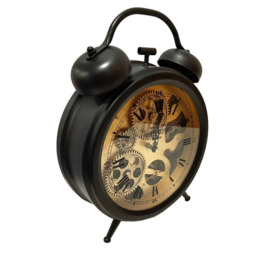 Faux Alarm Skeleton Gear Clock