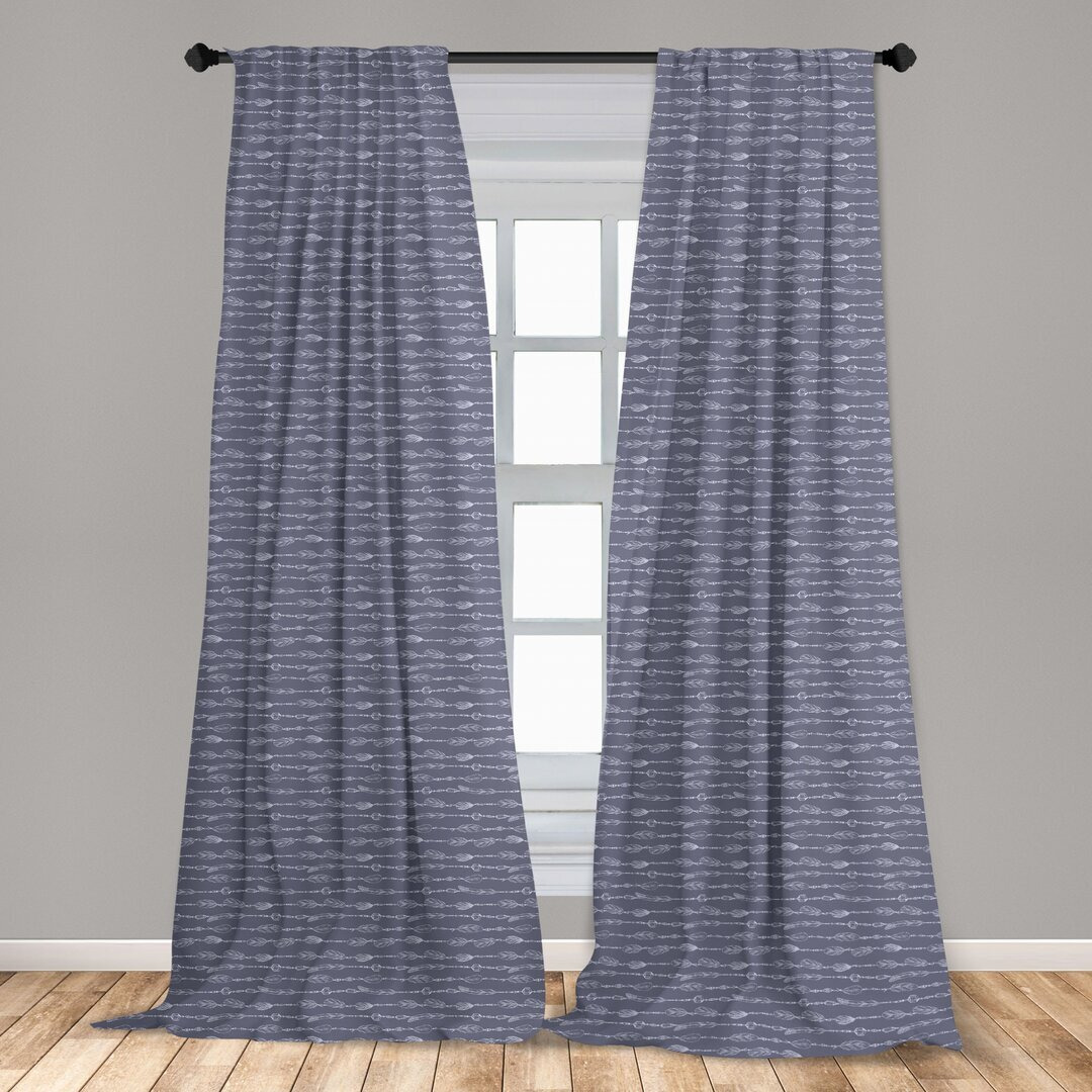 Broerine Outline Hippie Item Slot Top Semi Sheer Curtains