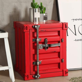 Hubble Industrial Shipping Container Side Table with Storage