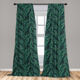 Alaija Palm Leaf Slot Top Semi Sheer Curtains