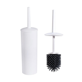 Toilet Brush With Drainage Holder Set,Flex Silicone Anti-Clog Anti-Drip Brush Head, White, 2-Pack