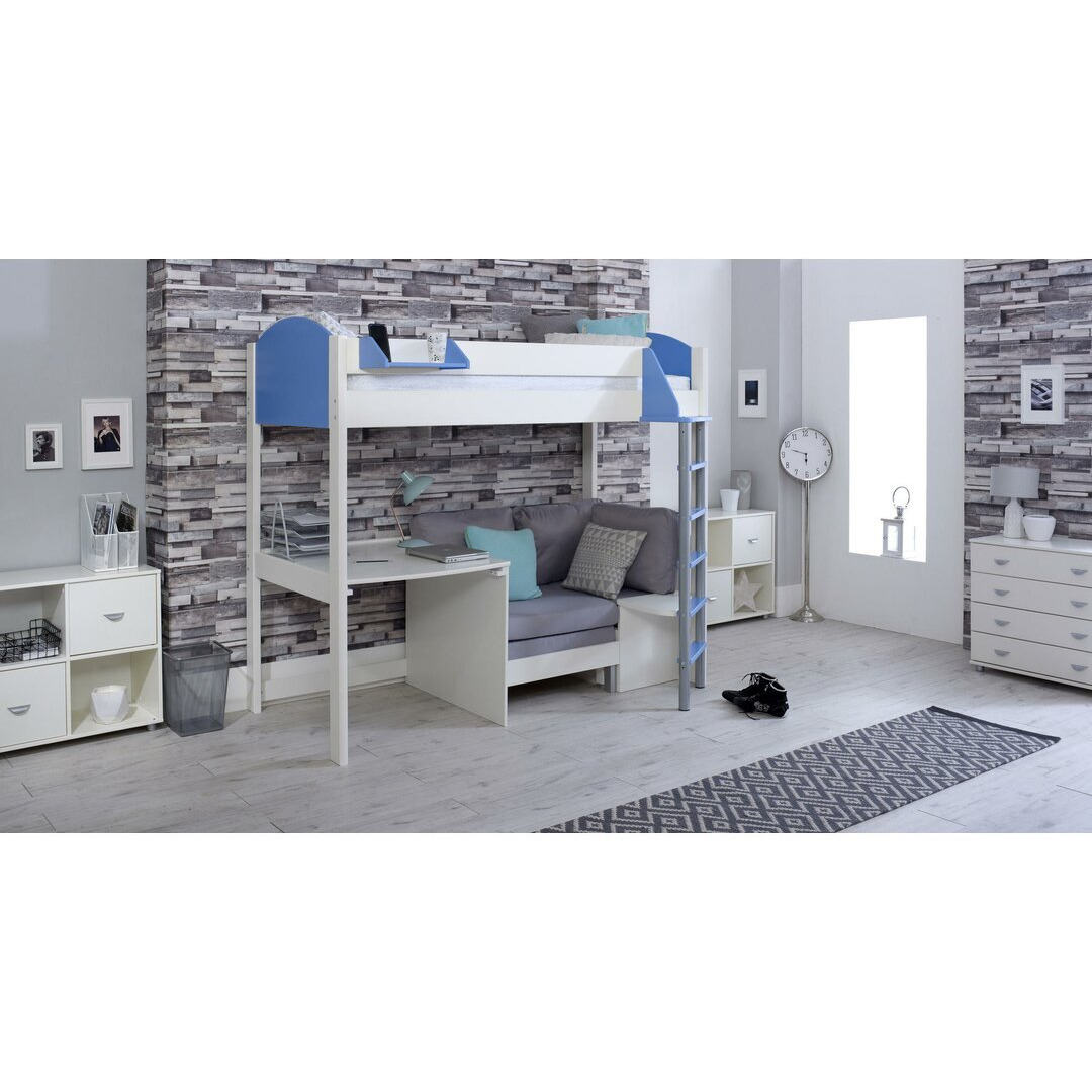 Melodie European Single (90 x 200cm) High Sleeper Bed with Desk