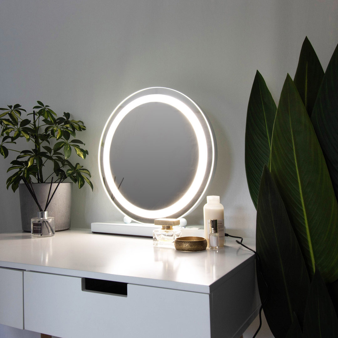 Lucille Round Lighted Freestanding Bathroom / Vanity Mirror