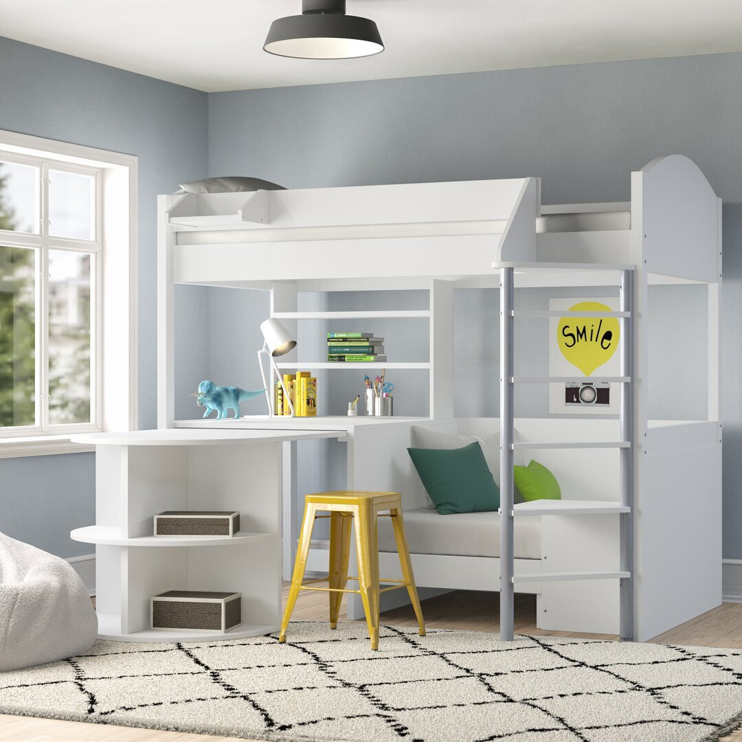 Melodie European Single (90 X 200Cm) Solid Wood L-Shaped Bunk Bed with Bookcase by Isabelle & Max