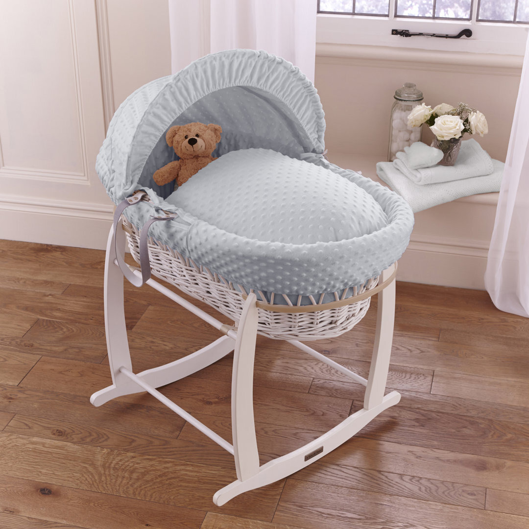 Dimple White Wicker Moses Basket
