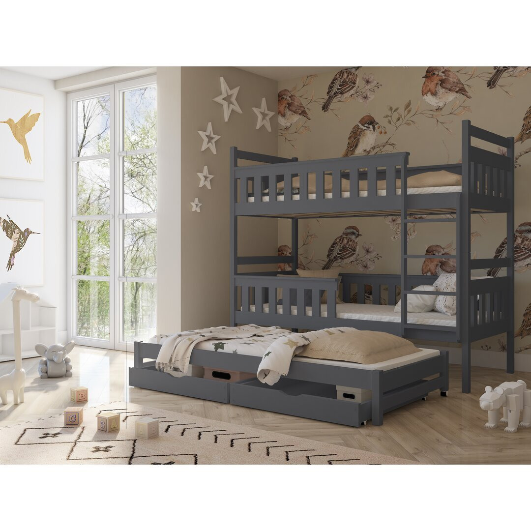 Areli Single (3') Solid Wood Bunk Bed and Mattress with Trundle by Mack + Milo