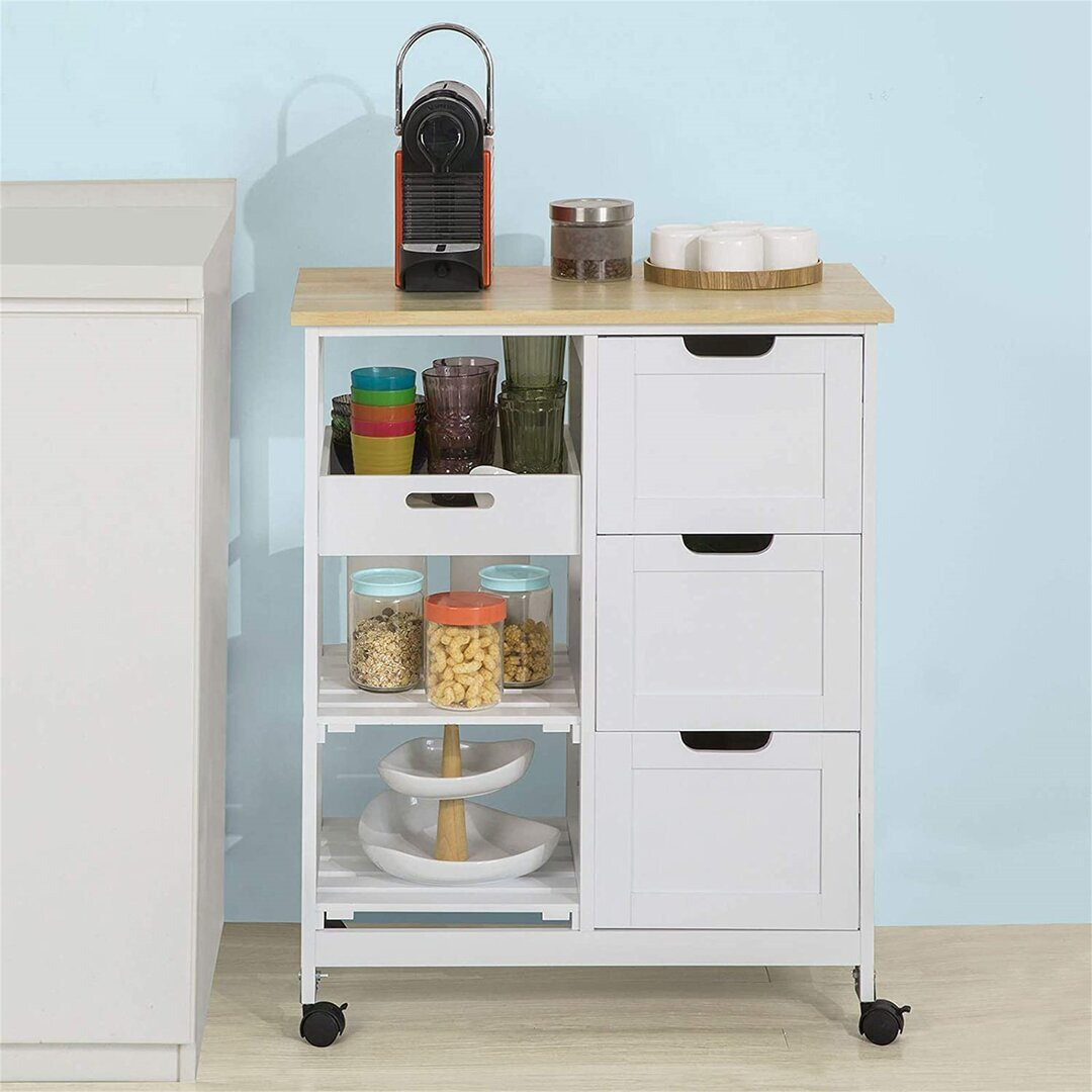 Kaylene 68 Cm Kitchen Trolley with Locking Wheels