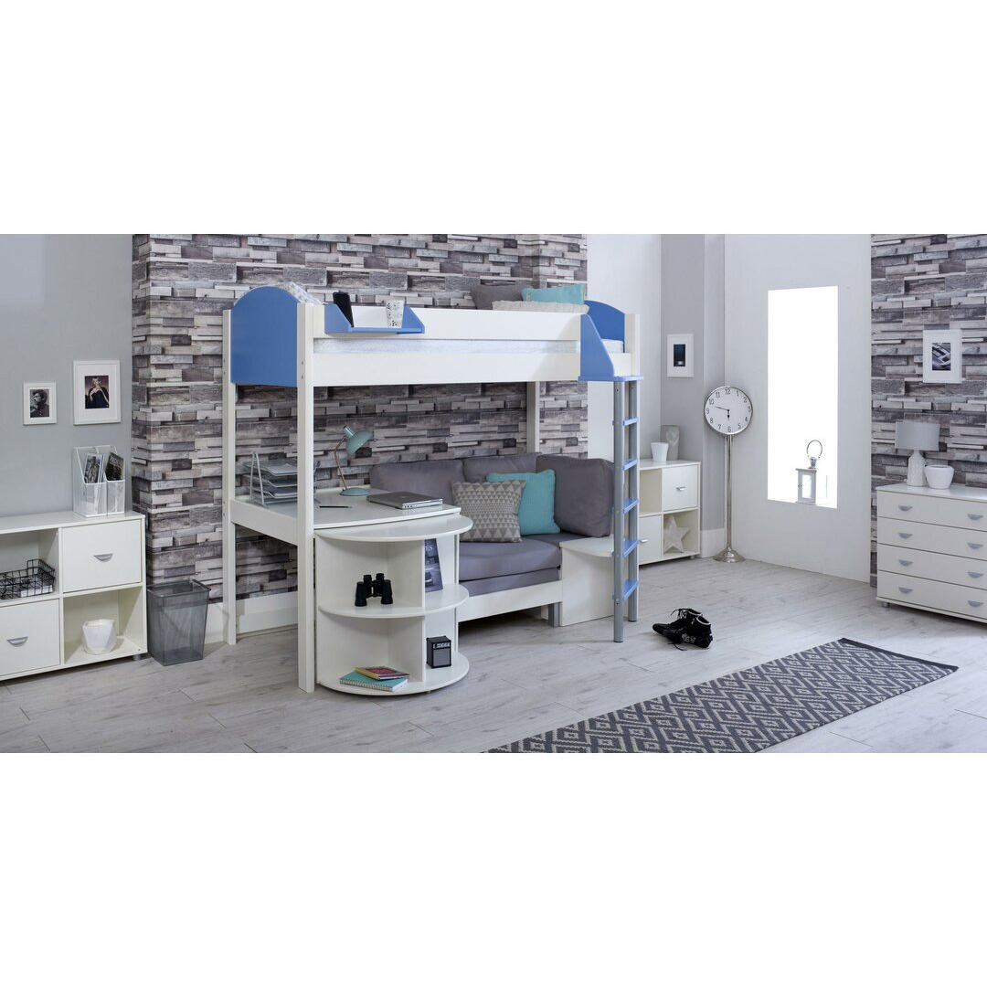 Melodie European Single (90 x 200cm) High Sleeper Loft Bed Bed with Bookcase