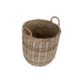 Wicker Rattan Lined Log Basket