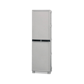 Multipurpose Wardrobe For Outdoor Or Indoor Use, 1 Door Cabinet And 3 Polypropylene Shelves, 100% Made In Italy, 50X39h172 Cm, Light Gray Color