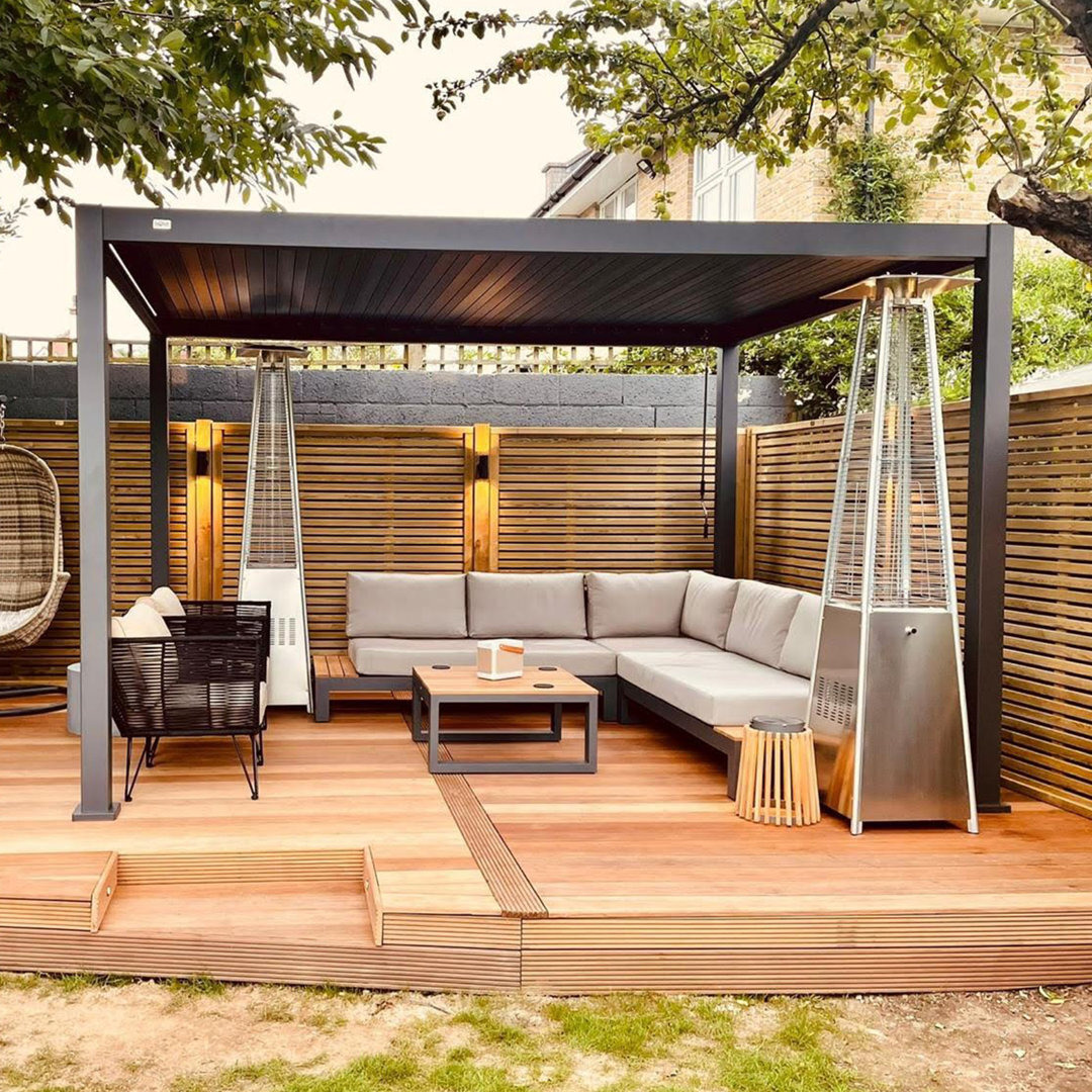 Aimee-Anna 4m x 3m Rectangular Tiger Powder Coated Aluminium Pergola