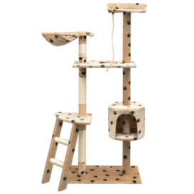 Chillicothe Archie & Oscar Cat Tree with Sisal Scratching Posts 125 Grey in , Beige (with black paw prints) in , 97 x 40 x 150 cmÂ (L x W x H)
