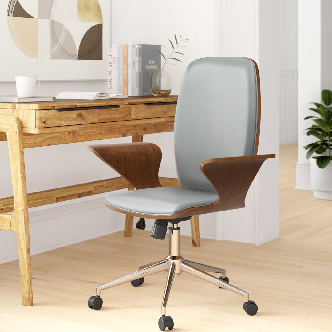 Klakke Faux Leather Mid-Century Office Chair