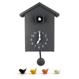 Borel Grey Minimalist Cuckoo Wall Clock