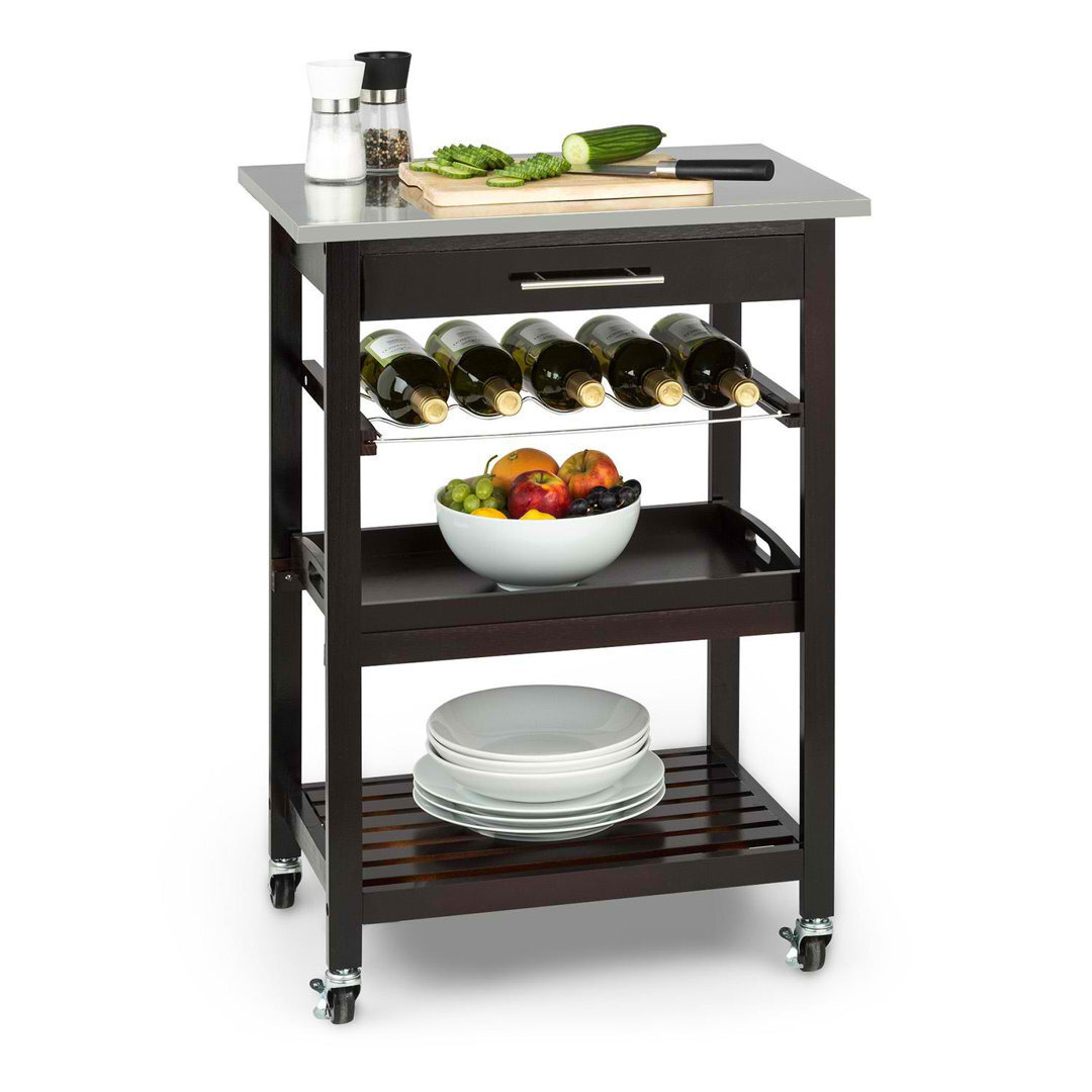 Vermont Kitchen Trolley with Stainless Steel Top