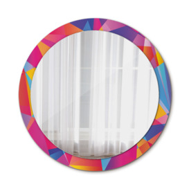 Huldar Round Glass Framed Wall Mounted Accent Mirror in Pink/Yellow/Blue
