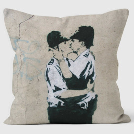 Kissing Coppers Banksy Inspired Graffiti Cushion