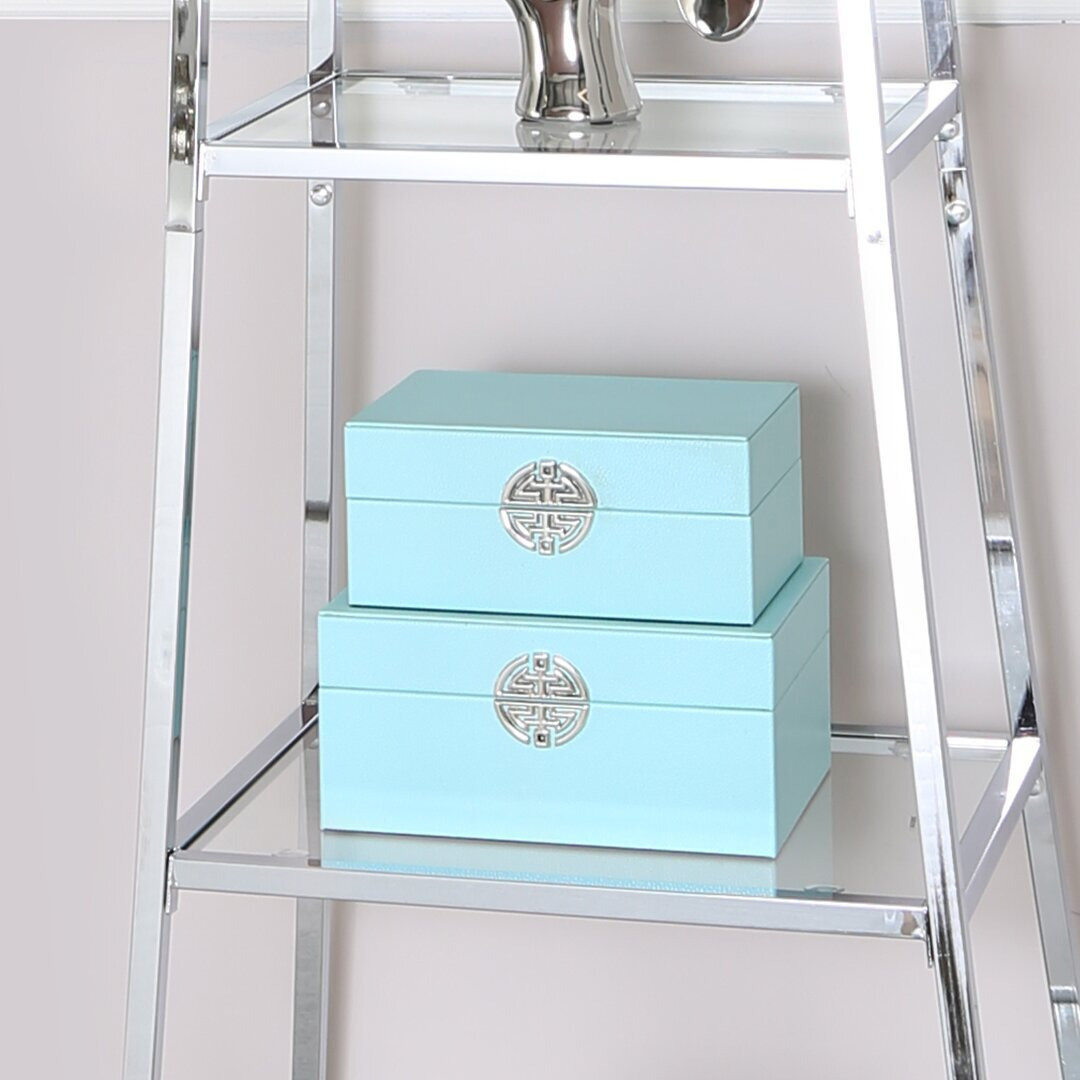 2 Piece Faux Leather Jewelry Boxes, Modern Design Decoration Storage Boxes Set