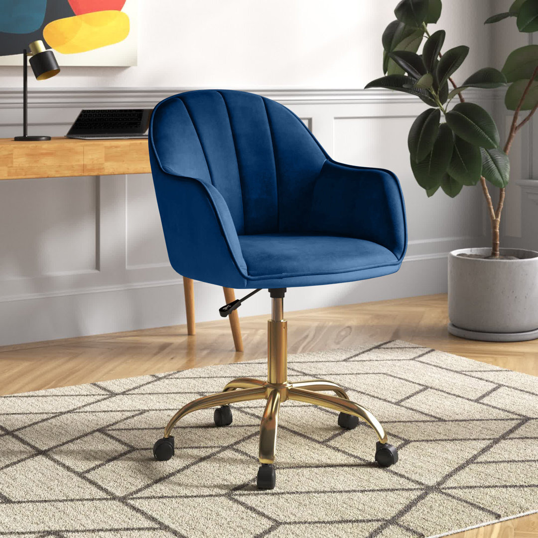 Edgar Velvet Office Chair with Gold Chrome Base