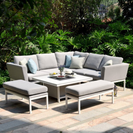 Mattalyn Outdoor Fabric Pulse Square Corner Dining Set - with Rising Table