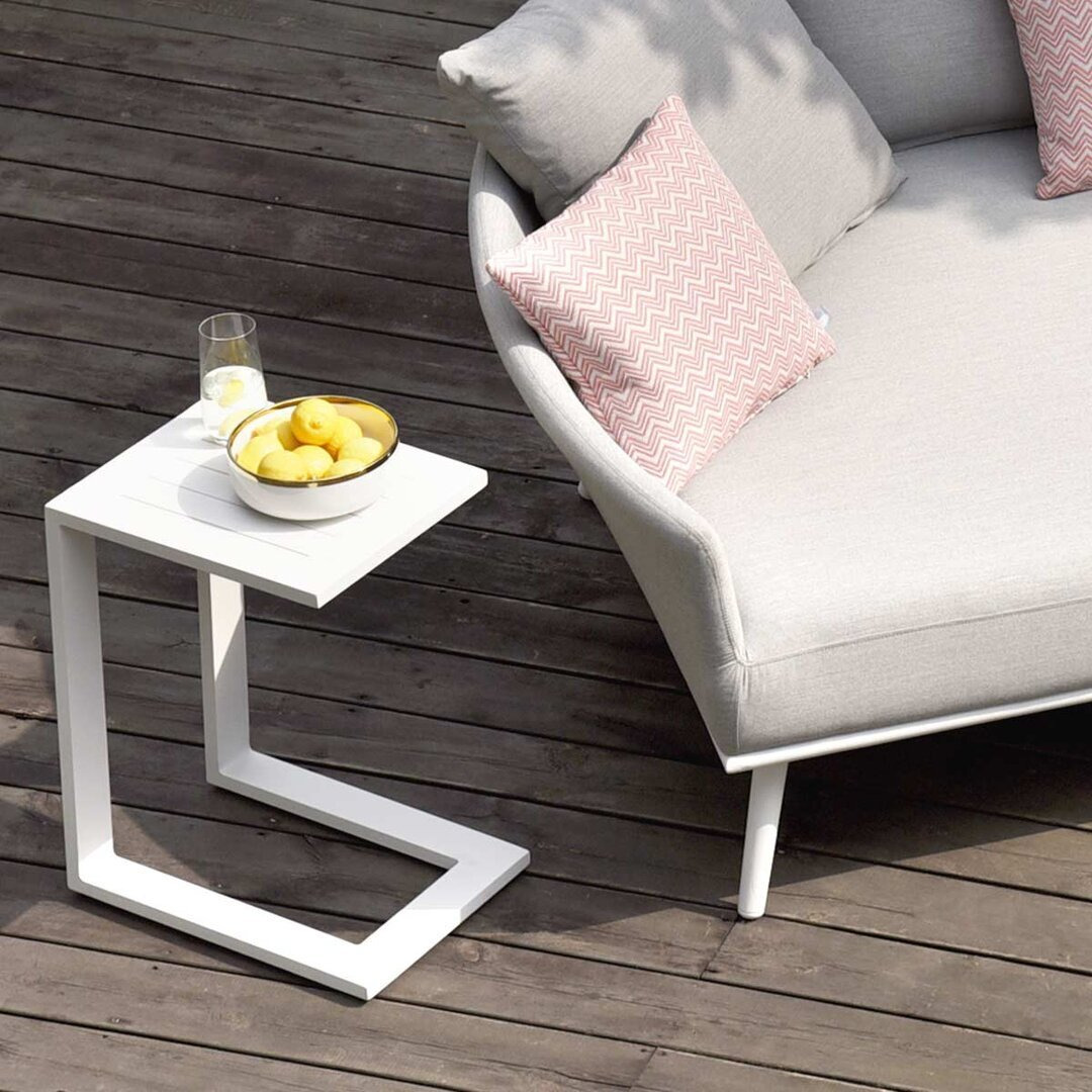 Birgitta Outdoor Fabric Aluminium Side Table - White