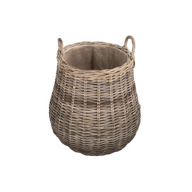 Wicker Rattan Pot Bellied Log Basket
