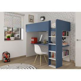 Vickers European Single (90 x 200cm) High Sleeper Loft Bed Bed with Built-in-Desk