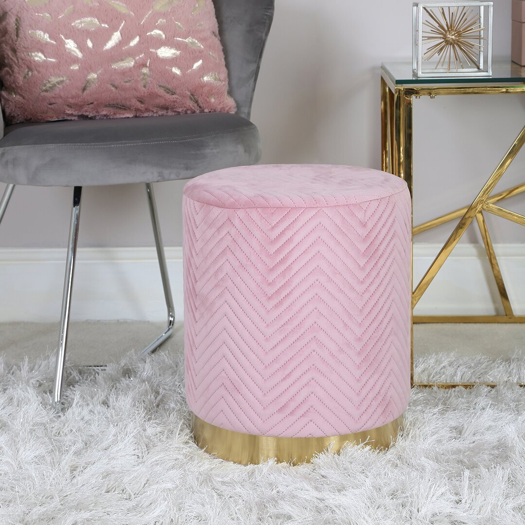 Round Dressing Table Stool, 41cm Tall Velvet Makeup Seat for Living Room Bedroom Furniture