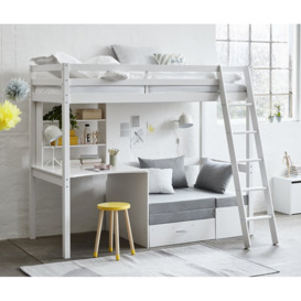 European Single (90 x 200cm) Mate's & Captain's High Sleeper Loft Bed Bed with Built-in-Desk