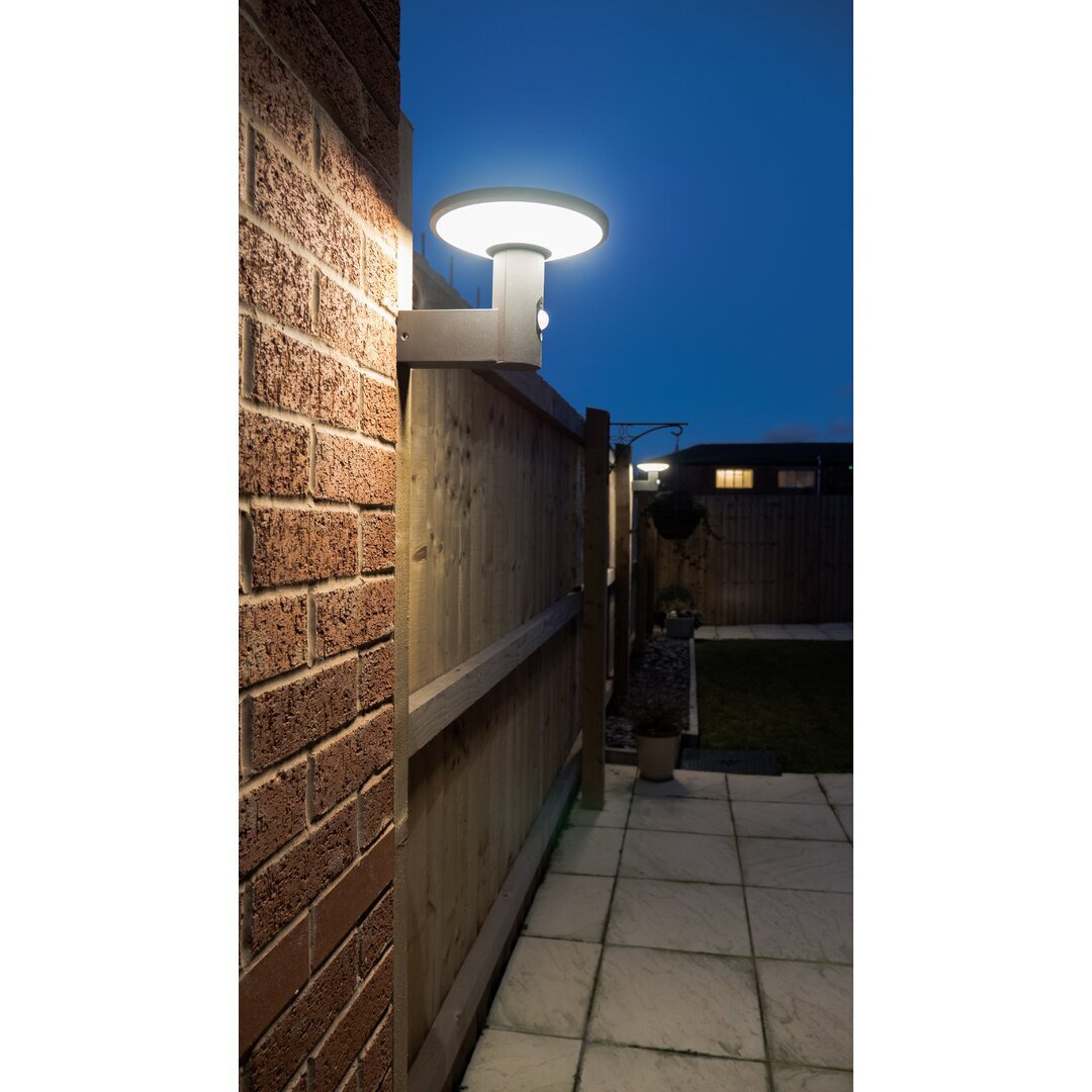 "Willenbard Black 17"" H Solar Powered Integrated LED Outdoor Wall Lantern with Dusk to Dawn"