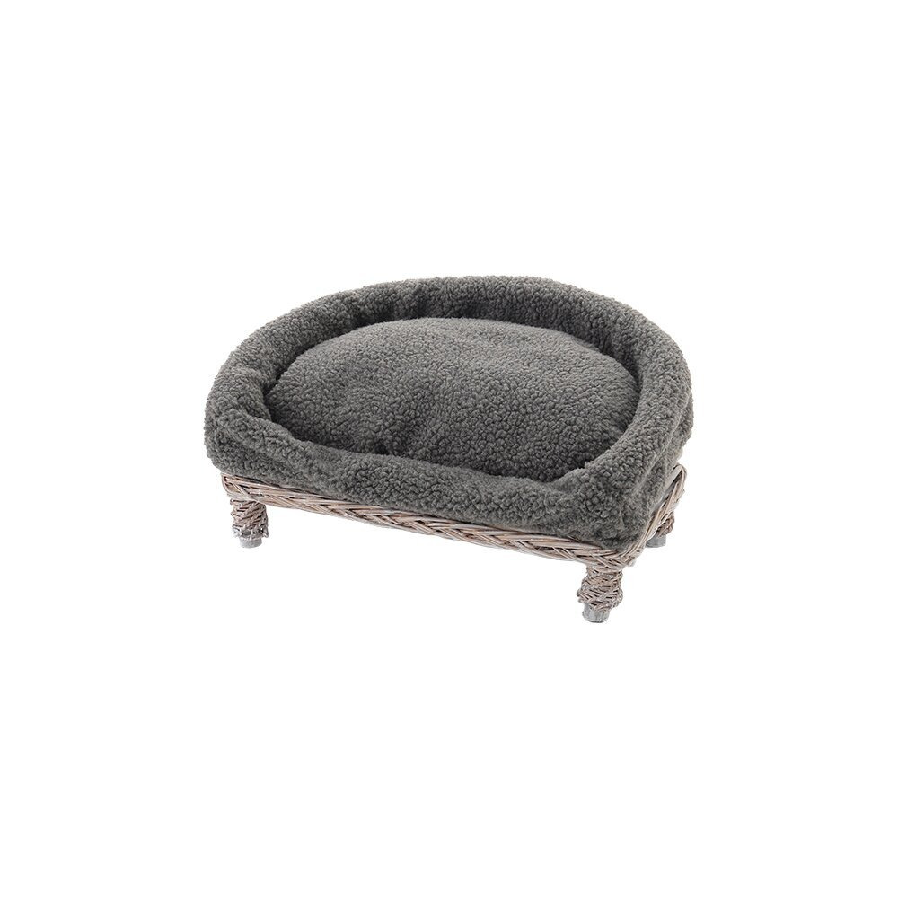 Janeen Ratten with Cushion Dog Sofa in Grey