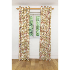 Marlow Home Co. Wildflower Tailored Curtains (Pair) - Width 228Cm (90”) X 228Cm (90”) Pencil Pleat Fully Lined - Cotton Print – Spice Orange