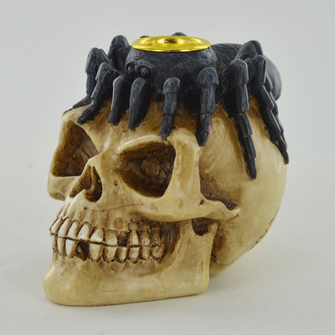 Celtic Skull Spider Bone Candlestick