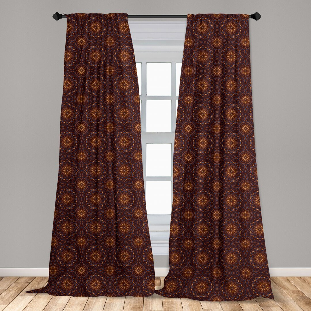 Broddy Mandala Folkloric and Lavender Slot Top Semi Sheer Curtains