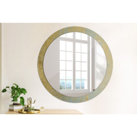 Huldar Round Glass Framed Wall Mounted Accent Mirror in Grey/Yellow