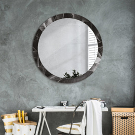 Huldar Round Glass Framed Wall Mounted Accent Mirror in Black/White