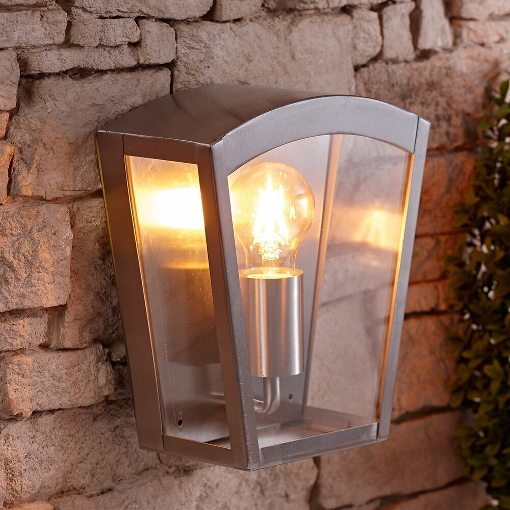 Beccaro Stainless Steel Modern Lantern Garden Porch LED Outdoor Wall Lantern
