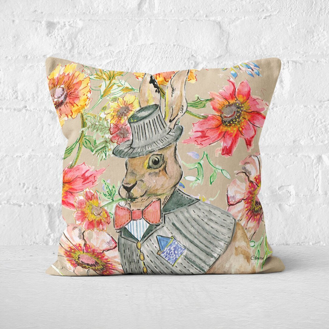 Kalmanovitz Floral Hare Cushion with Filling