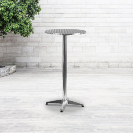 Round Aluminum Indoor-Outdoor Bar Height Table with Flip-Up Table
