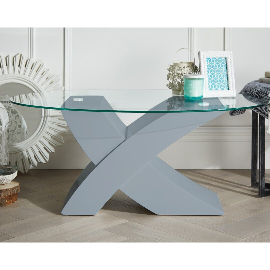 Freidrich Italian Inspired X Shaped Grey High Gloss Coffee Table - Modern Bold Design